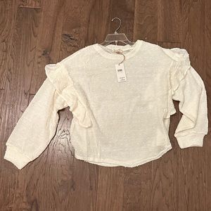 NWT New In cream sweater with ruffles size large